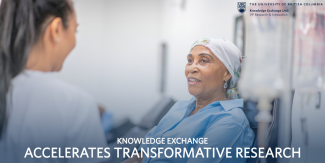 A nurse with a cancer patient with a head scarf on