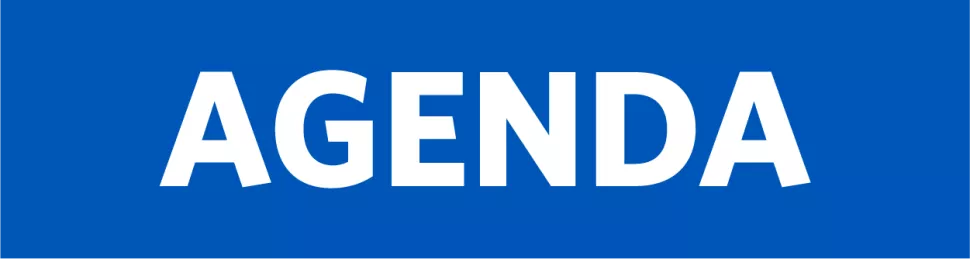 The word "agenda" on a blue background